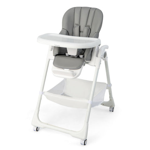 Convertible Infant Dining Chair with 5 Backrest and 3 Footrest Positions-Gray