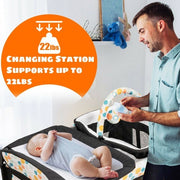 4-in-1 Convertible Portable Baby Playard with Changing Station-Blue - Color: Blue