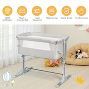 Travel Portable Baby Bed Side Sleeper  Bassinet Crib with Carrying Bag-Beige - Color: Beige
