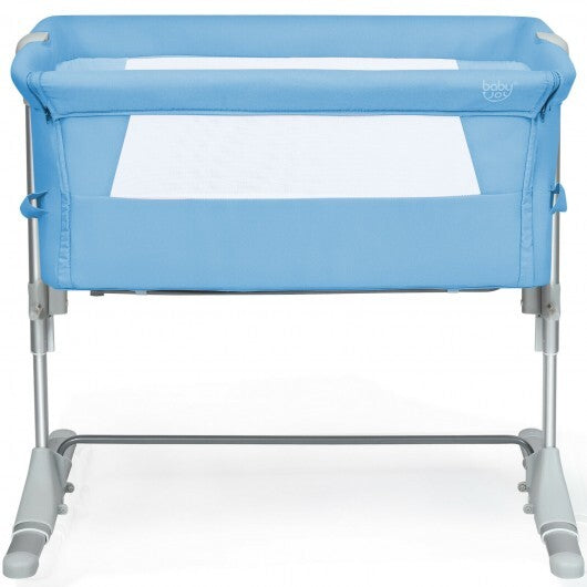 Tragbares Reise-Babybett, Seitenschläfer, Stubenwagen, Kinderbett mit Tragetasche, Blau – Farbe: Blau