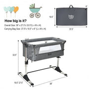 Travel Portable Baby Bed Side Sleeper  Bassinet Crib with Carrying Bag-Gray - Color: Gray