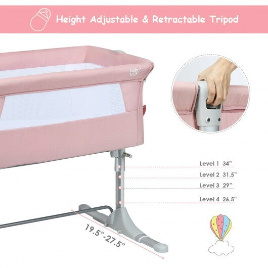 Travel Portable Baby Bed Side Sleeper  Bassinet Crib with Carrying Bag-Pink - Color: Pink