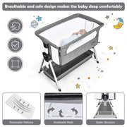 Verstellbares Baby-Nachtbett mit großem Stauraum – Dunkelgrau – Farbe: Dunkelgrau