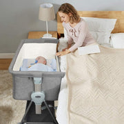 Cuna de noche ajustable para bebé con almacenamiento grande, color gris