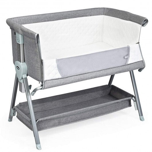 Cuna de noche ajustable para bebé con almacenamiento grande, color gris