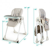 Baby Convertible High Chair with Wheels-Beige