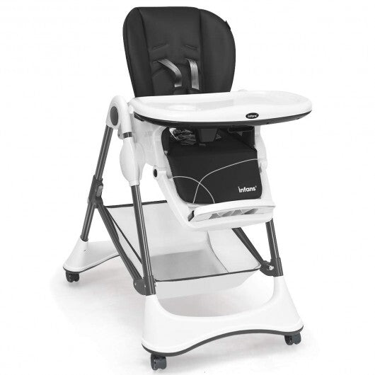 A-Shaped High Chair with 4 Lockable Wheels-Black