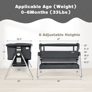 Tragbarer Baby-Nachttisch mit verstellbarer Höhe und Winkel – Grau – Farbe: Grau