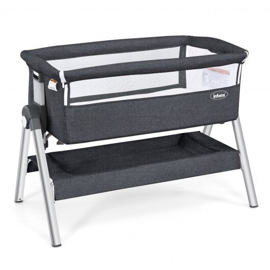 Portable Baby Bedside Sleeper with Adjustable Heights and Angle-Gray - Color: Gray