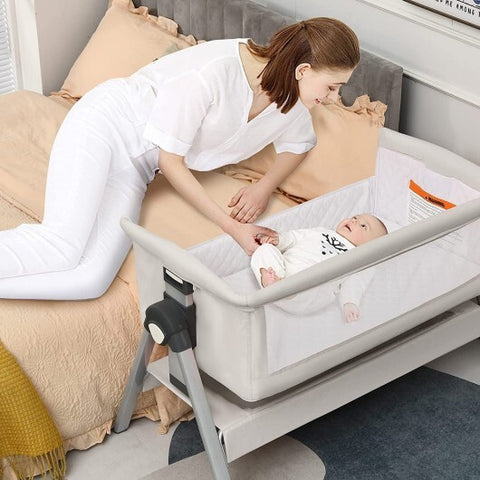 Cama de noche portátil para bebé con altura ajustable y ángulo gris