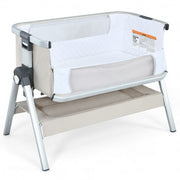 Baby-Stubenwagen-Nachtbett mit Aufbewahrungskorb und Rad für Neugeborene – Beige – Farbe: Beige