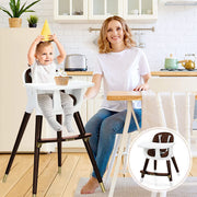 3-in-1 verstellbarer Babyhochstuhl mit weichem Sitzkissen für Kleinkinder – Schwarz