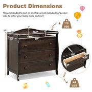 Wickeltisch für Säuglingswindeln mit 3 Schubladen und Sicherheitsgurt – Grau
