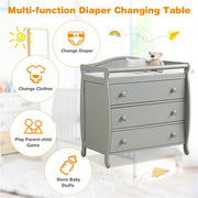 Wickeltisch für Säuglingswindeln mit 3 Schubladen und Sicherheitsgurt – Grau