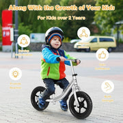 Bicicleta de equilibrio sin pedal ajustable de aluminio para niños-Negro