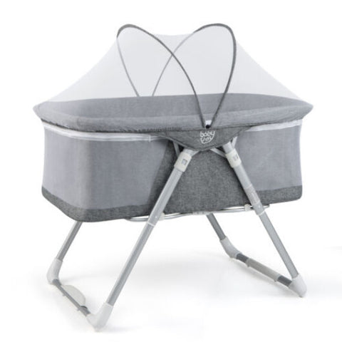 2-in-1-Babywiege mit Matratze und Netz – Grau – Farbe: Grau