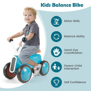 Bicicleta de Equilibrio Bebé 4 Ruedas Sin Pedales-Azul - Color: Azul