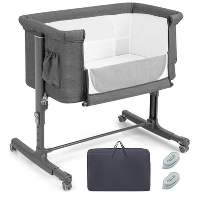 Tragbarer Babybett-Stubenwagen mit 5-stufiger Höhenverstellung und Reisetasche – Grau – Farbe: Grau