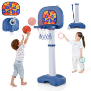 4-in-1 verstellbarer Kinder-Basketballkorb mit Ringwurf-Klebeball