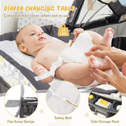 Tragbares 4-in-1-Pack-and-Play-Baby-Kinderzimmer mit Stubenwagen, Gelb – Farbe: Gelb