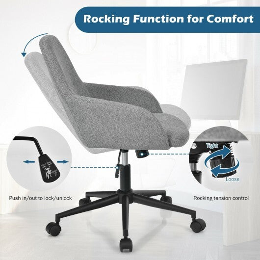 Fabric Home Office Chair with Rocking Backres-Gray - Color: Gray