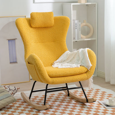 Rocking Chair - with rubber leg and cashmere fabric, suitable for living room and bedroom