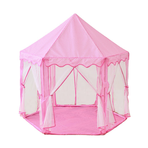 Tienda de campaña plegable portátil para interior y exterior con forma de castillo de princesa para niños, casa de hadas divertida para niños, tienda de juegos para niños (luces LED cálidas en forma de estrella)