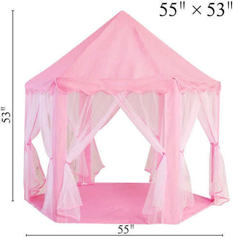 Tienda de campaña plegable portátil para interior y exterior con forma de castillo de princesa para niños, casa de hadas divertida para niños, tienda de juegos para niños (luces LED cálidas en forma de estrella)