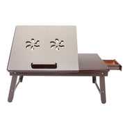 Laptop-Schreibtisch, verstellbar, aus 100 % Bambus, faltbares Frühstücks-Servierbett-Tablett mit neigbarer oberer Schublade