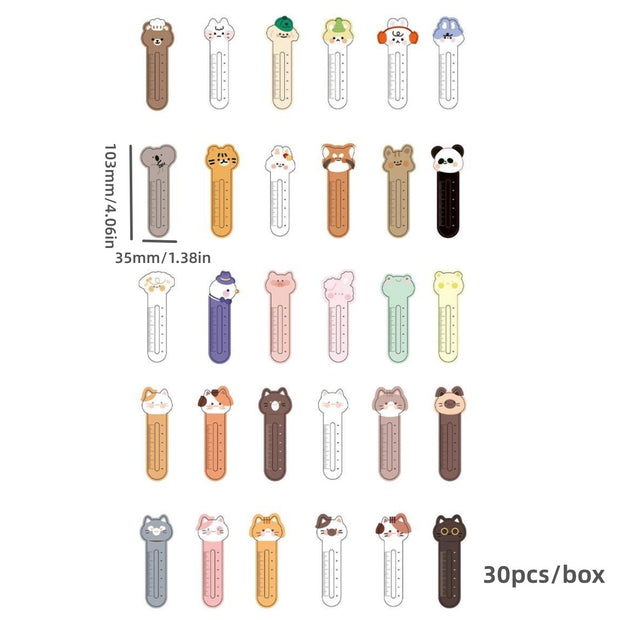 30pcs Cartoon Cute Ruler Bookmarks