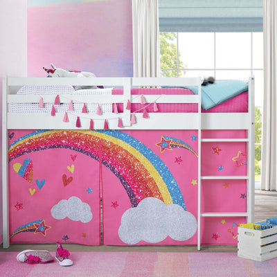 JoJo Siwa Loft Bed Tent by Delta Children - Curtain Set for Low Twin Loft Bed (Bed Sold Separately)