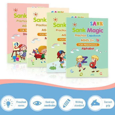 Sank Magic Practice Copybook No Erase Kinderposter in englischer Sprache, gerilltes Poster