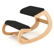 Holzschaukelstuhl mit bequem gepolstertem Sitzkissen und Kniestütze – Schwarz – Farbe: Schwarz