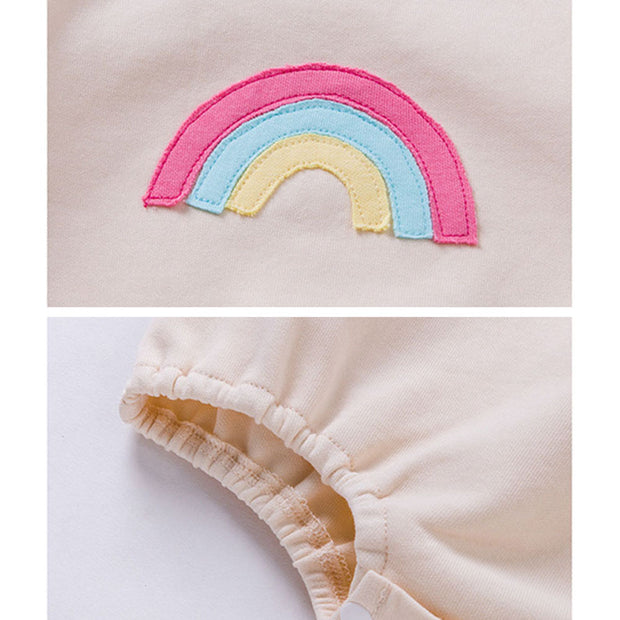 Cute Rainbow Romper For Boys Girls Contrast Color Long Sleeves Bodysuit For 0-2 Years Old Kids green 3-6M 66