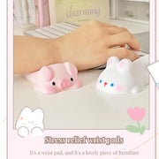 Cute Wrist Rest Support For Computer Mouse Keyboard Cartoon Shape Office Desktop Ergonomic Arm Rest Supplies gray cat