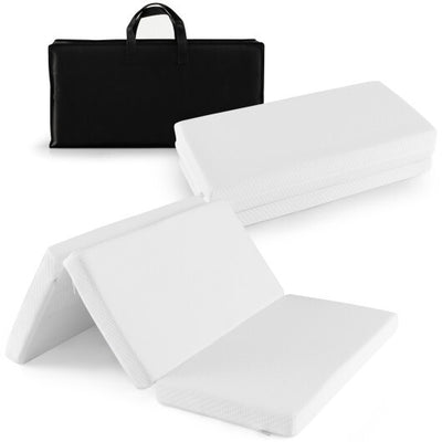 Tragbare, dreifach faltbare Pack-and-Play-Matratzenauflage mit Gel-Memory-Schaum – Weiß – Farbe: Weiß