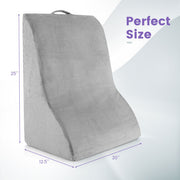 Bed Wedge Pillow Back Support Triangle Reading Pillow with Detachable Cover-Gray - Color: Gray