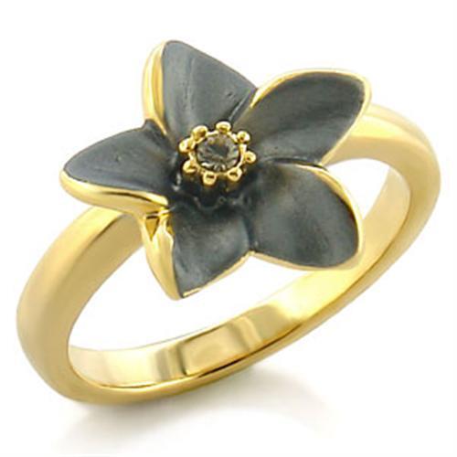 Gold White Metal Ring with Top Grade Crystal  in Black Diamond