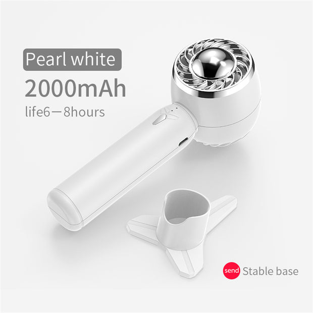 Portable Handheld Fan 2000mah USB Rechargeable High-speed Mini Desktop Fan White