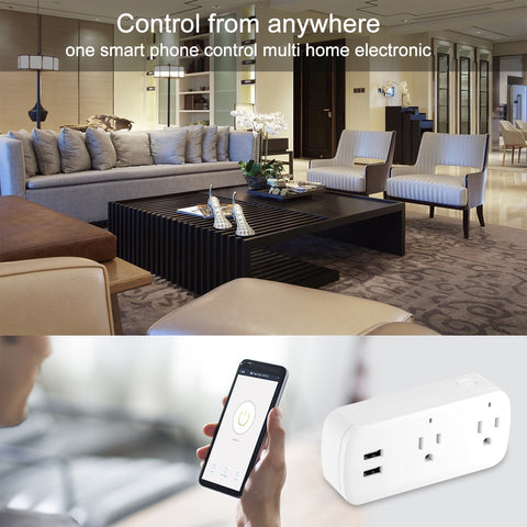 SIMU Alexa Google Home WiFi Smart DC Power Phone Socket US Standard Switche Conversion Plug white_US Plug