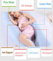 Multifunctional Pillow for Pregnant Women Lateral Pillow Pregnancy Side Sleepers 100% Cotton U Shape Removable and Washable Maternity Pillows gray and white