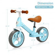 Kids Balance Training Bicycle with Adjustable Handlebar and Seat-Blue - Color: Blue