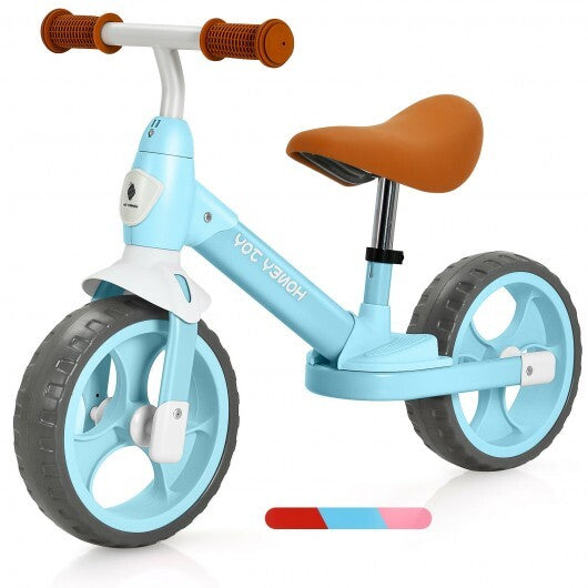 Kids Balance Training Bicycle with Adjustable Handlebar and Seat-Blue - Color: Blue