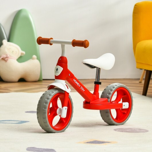 Kids Balance Training Bicycle with Adjustable Handlebar and Seat-Red - Color: Red
