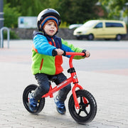 Kids No Pedal Balance Bike with Adjustable Handlebar and Seat-Red - Color: Red