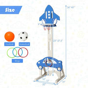 3-in-1-Basketballkorb für Kinder, höhenverstellbares Spielset mit Bällen – Blau – Farbe: Blau