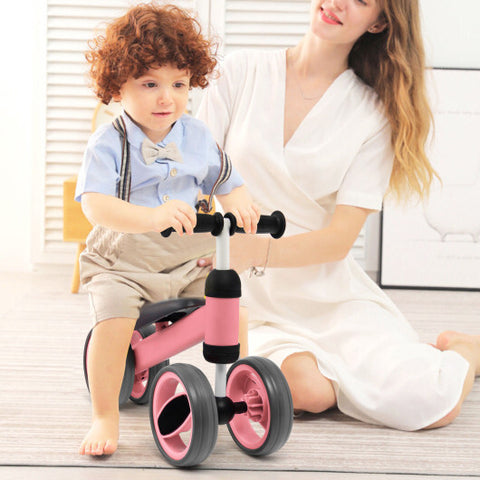 4 Wheels Baby Balance Bike Toy-Pink - Color: Pink