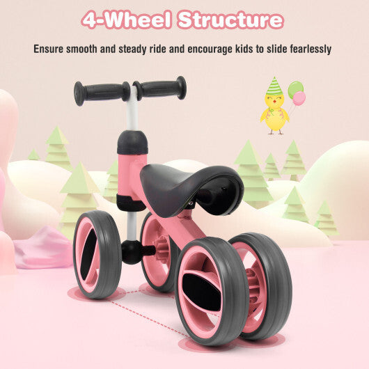 4 Wheels Baby Balance Bike Toy-Pink - Color: Pink