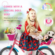 Kinderfahrrad mit Stützrädern und Korb für Jungen und Mädchen im Alter von 3–9 Jahren – 35,6 cm – Farbe: Rosa – Größe: M