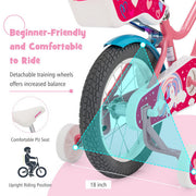 Bicicleta para niños con ruedas de entrenamiento y cesta para niños y niñas de 3 a 9 años - 14" - Color: Rosa - Talla: M